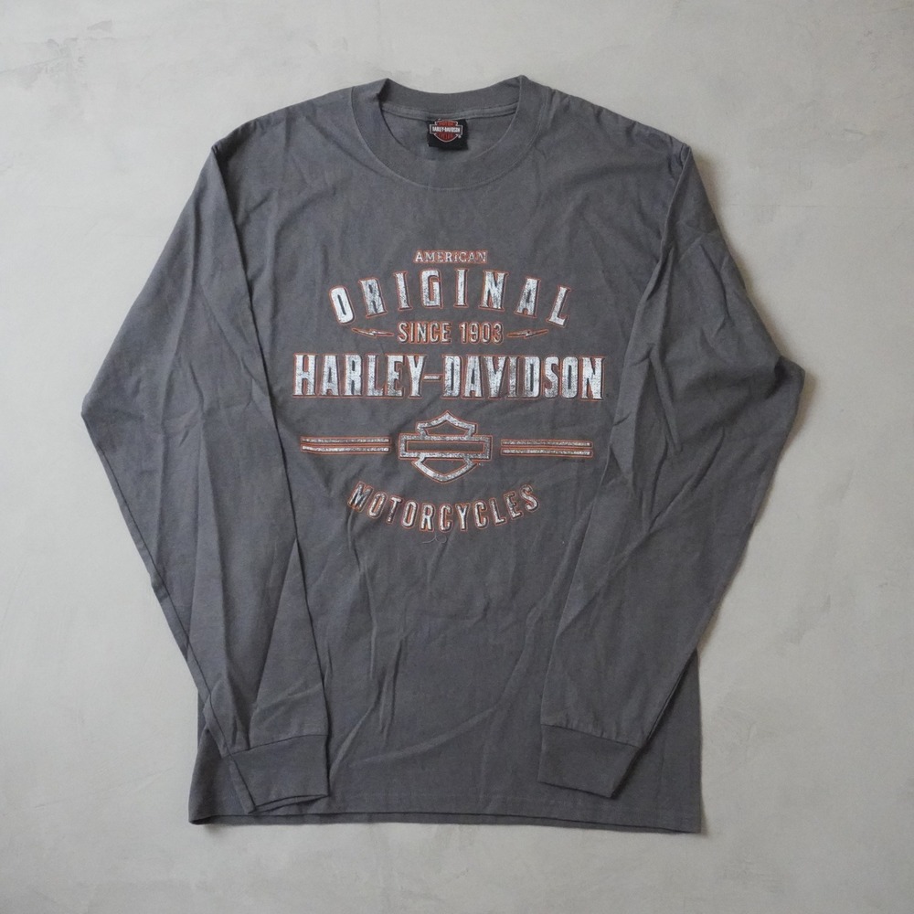 Harley-Davidson Long Sleeve Shirt Medium Mens Grey New Port Richey Florida Eagle